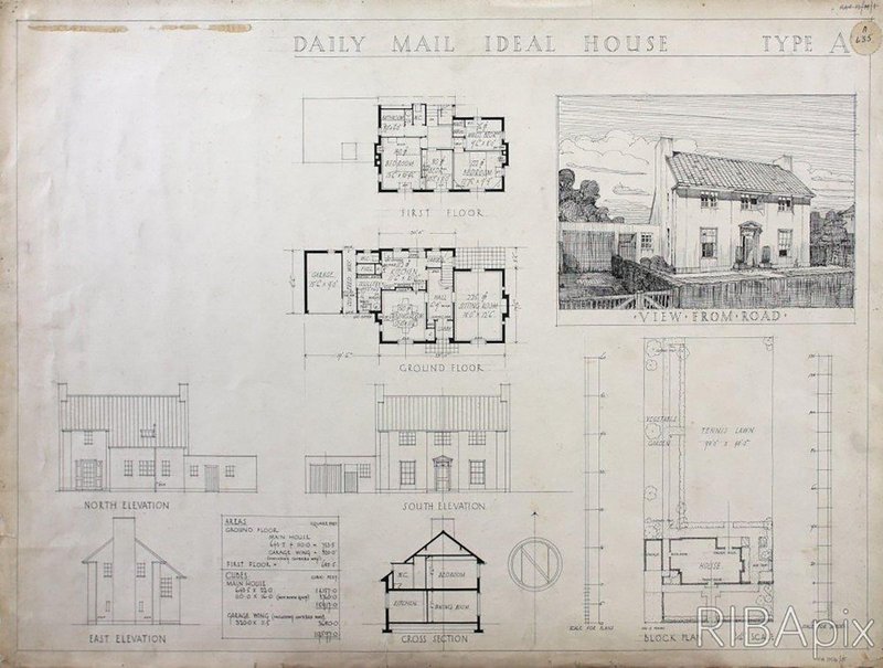 Competition design for the Daily Mail Ideal House Donald Hanks McMorran, 1927. Copyright and courtesy: RIBA Drawings Collection.