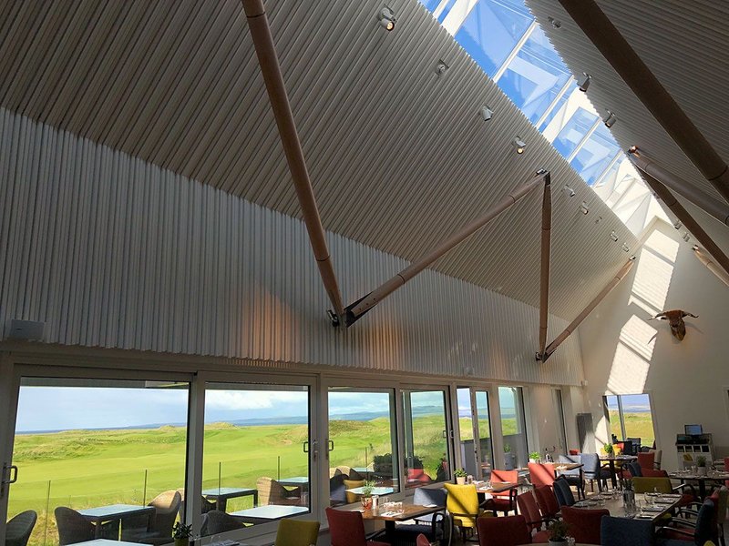 Light and links in perfect harmony: Glazing Vision's Ridgeglaze rooflight opens up to the skies at the Machrie golf club hotel.