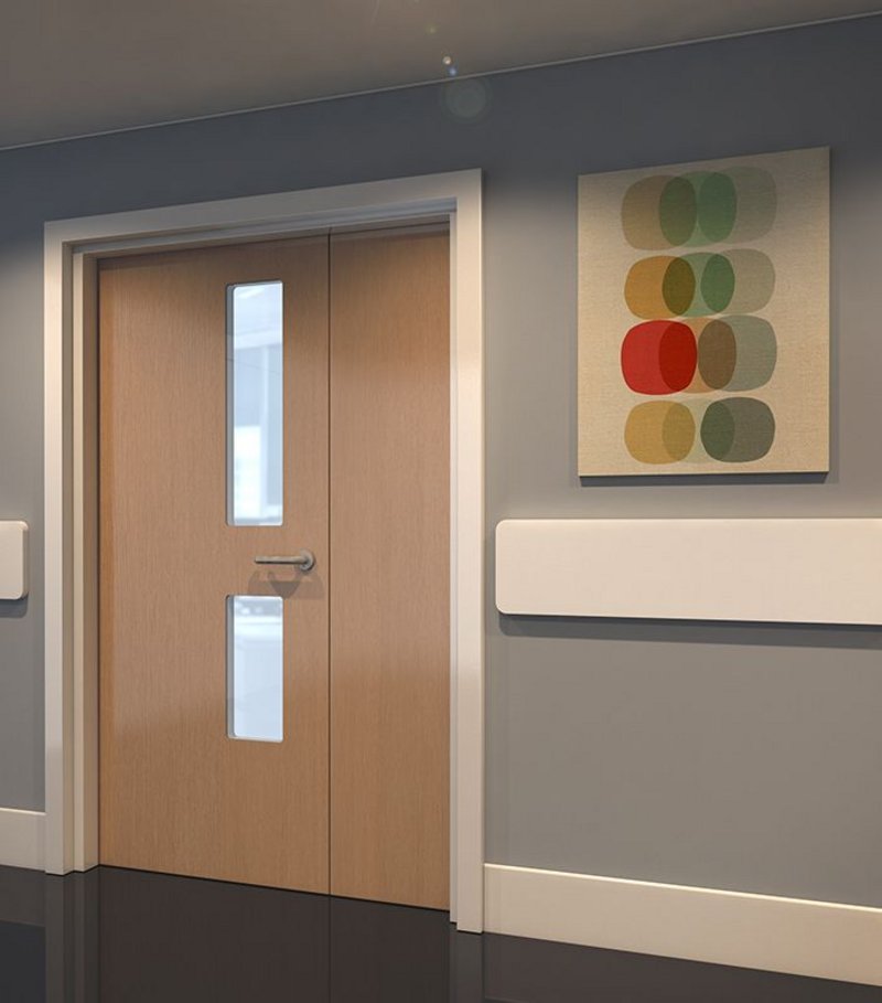 Hygidoor with wood finish