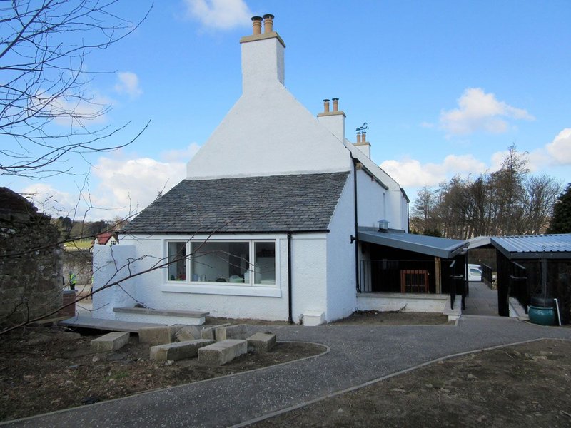 Looking into the teaching kitchen to the side of the restored farmhouse. MacEwen Award 2019 commended Bridgend Inspiring Growth, Edinburgh by Halliday Fraser Munro Architects for Bridgend Inspiring Growth