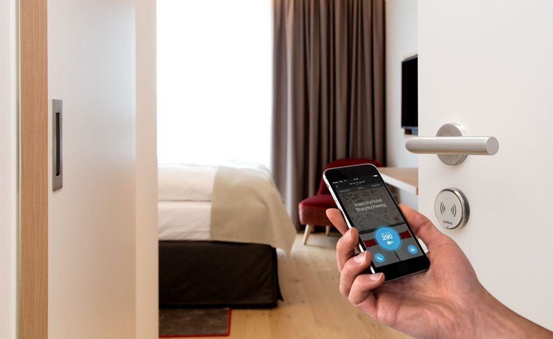 The Häfele Dialock contactless locking system: Uses apps, electronic keys, terminals and programming units to allow authorised access to buildings, rooms, furniture and more.