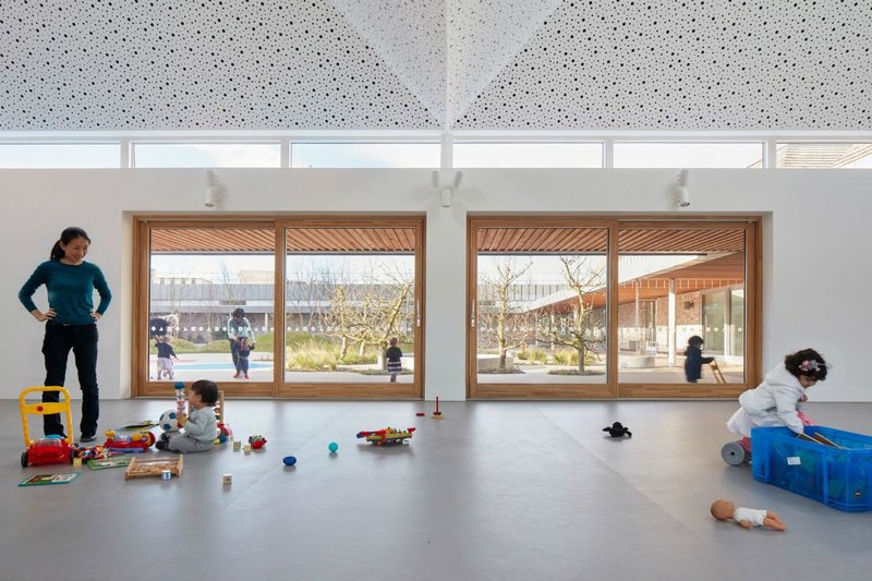 Storey's Field Community Centre and Eddington Nursery in Cambridge, MUMA architects. Wood Awards Mears Group Gold Award winner 2018.