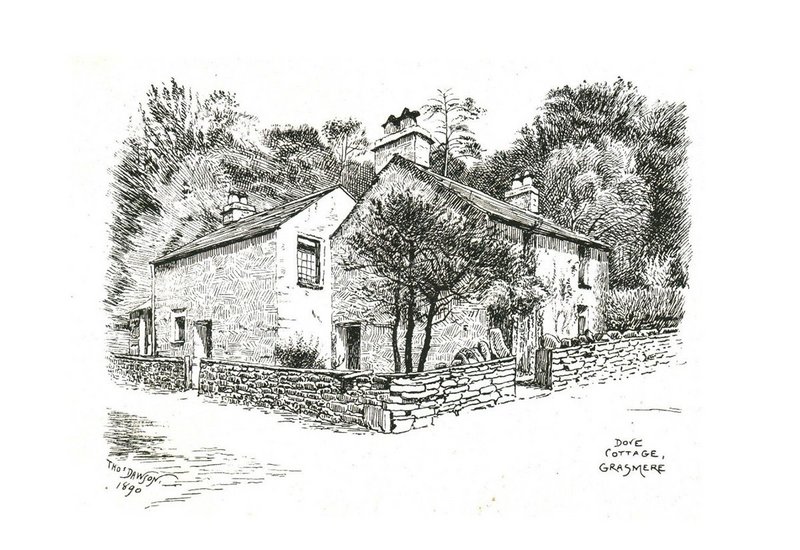 Dove Cottage, Grasmere, Wordsworth’s home from 1799 to 1808, as pictured in Stopford A Brooke’s 1895 pamphlet raising funds for its preservation.