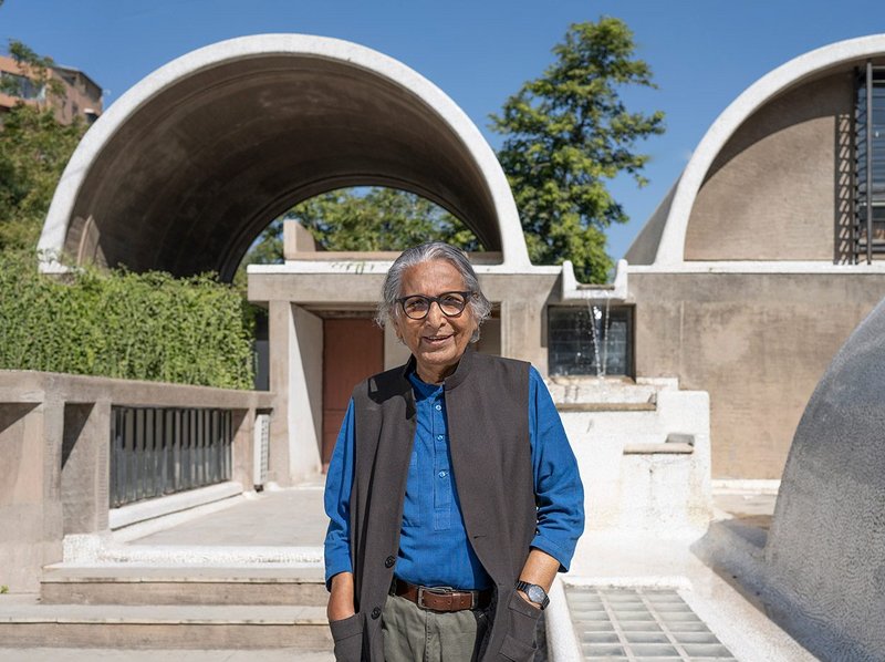 Balkrishna Doshi at his Sangath Studio, Ahmedabad.