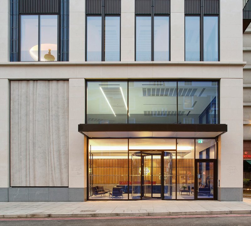 Grass Forms marks the entrance of Stiff + Trevillion’s OneThreeSix office building in Marylebone, London.
