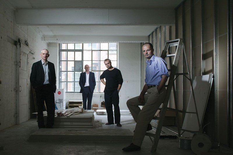 Left to right: Peter Morris, Simon Allford, Paul Monaghan and Jonathan Hall do the album cover look.