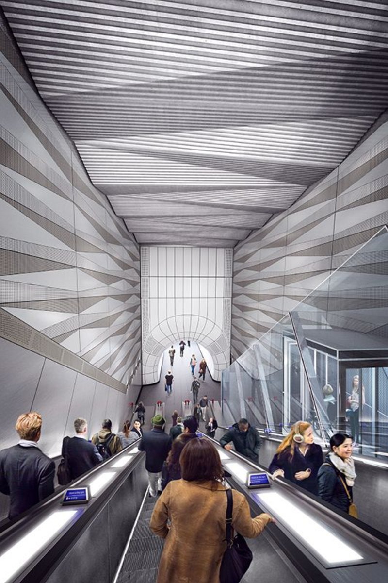 The great descent at Liverpool Street.Crossrail is one of APRES’ case studies on ethical sourcing for its attempt to dig down into the supply chain in the many places where certification doesn’t exist with a checklist and scoring for suppliers. Designed by Wilkinson Eyre.