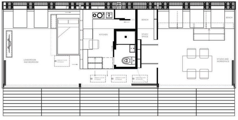 Plan showing three modular units combined .