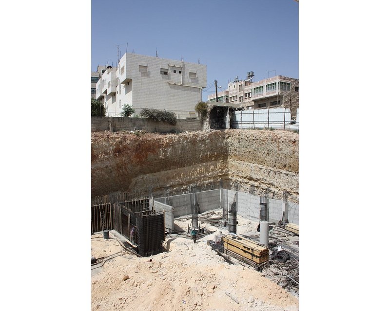 Construction site in Hebron. Due to the local ground conditions, and unlike in the UK, basement areas are relatively inexpensive to construct.