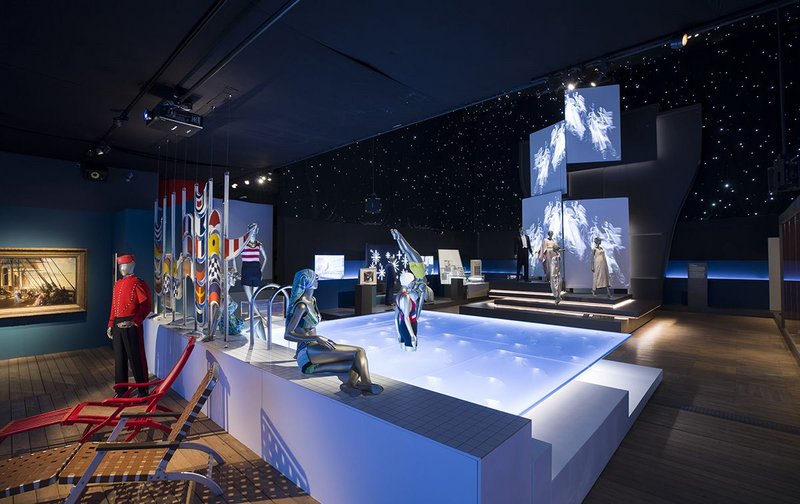 Pool and ‘grande descente’ installation at the V&A exhibition Ocean Liners: Speed and Style, 3 February - 17 June 2018.