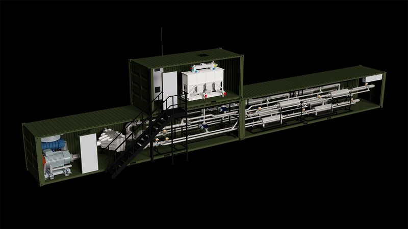 Visualisation of the modules within ‘container’ housings.