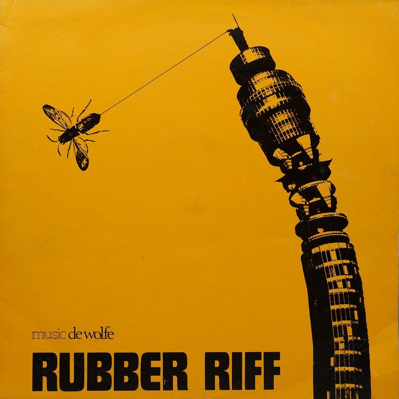 The Post Office Tower gets surreal treatment on the cover of Rubber Riff, designed by Nick Bantock, 1976.
