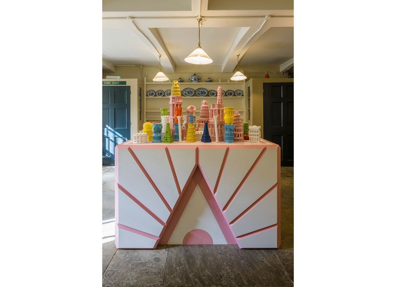 The Roman Singularity’s array of 3D-printed ceramics is displayed on a bespoke plinth, also designed by Adam Nathaniel Furman