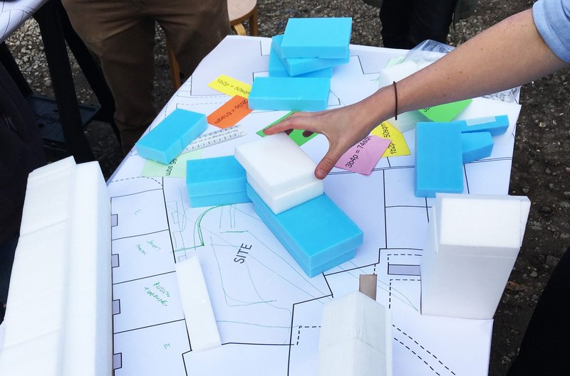 Block modelling enabled local people to engage with the complexities of development on a tricky site. Brasted Close, Lewisham.