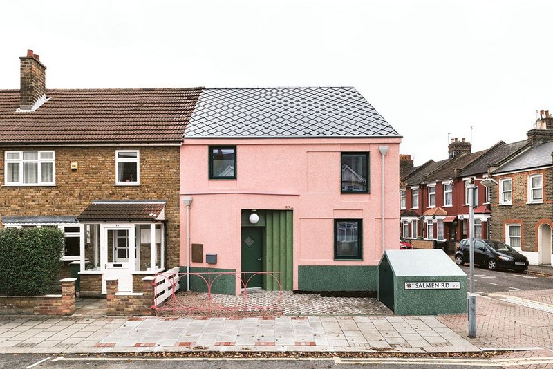 The entrance porch protrudes out and recedes at the same time