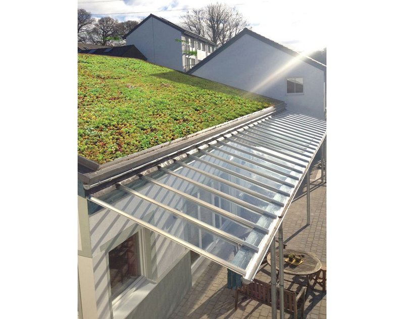 A green roof tops the Common House.