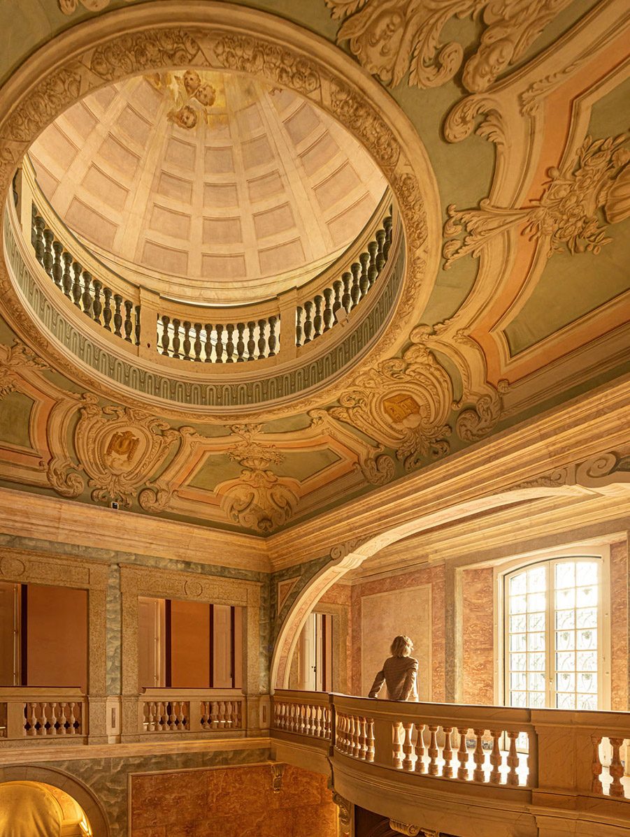 The chapel's newly restored interior, adapted to hold equipment for live performance.