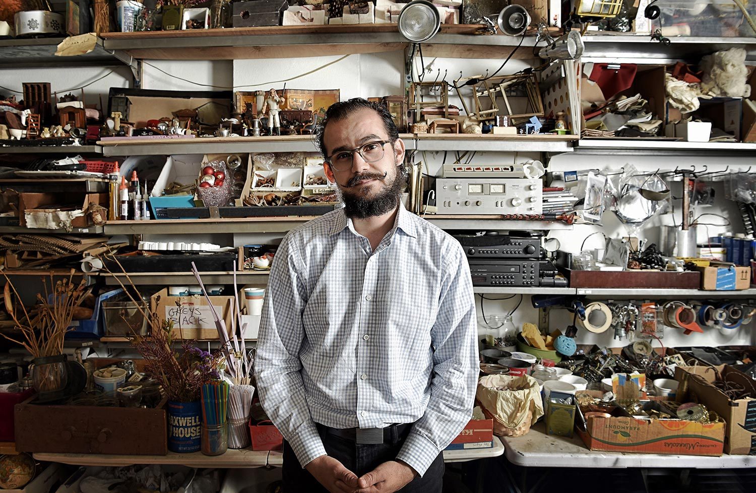 Architect and artist Mohamad Hafez in his studio in New Haven, Connecticut.