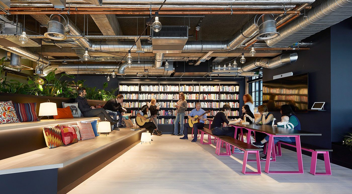 SonaSpray K-13 acoustic spray in grey was specified throughout this inclusive London workspace for a global NGO.