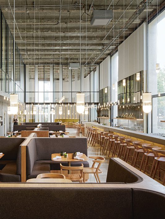 Les Grands Verres restaurant interior design at Palais de Tokyo, Paris.