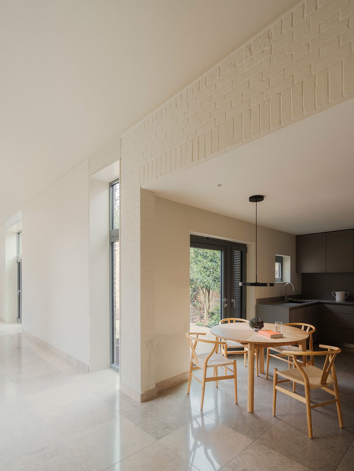 Original limestone flooring was retained where possible.
