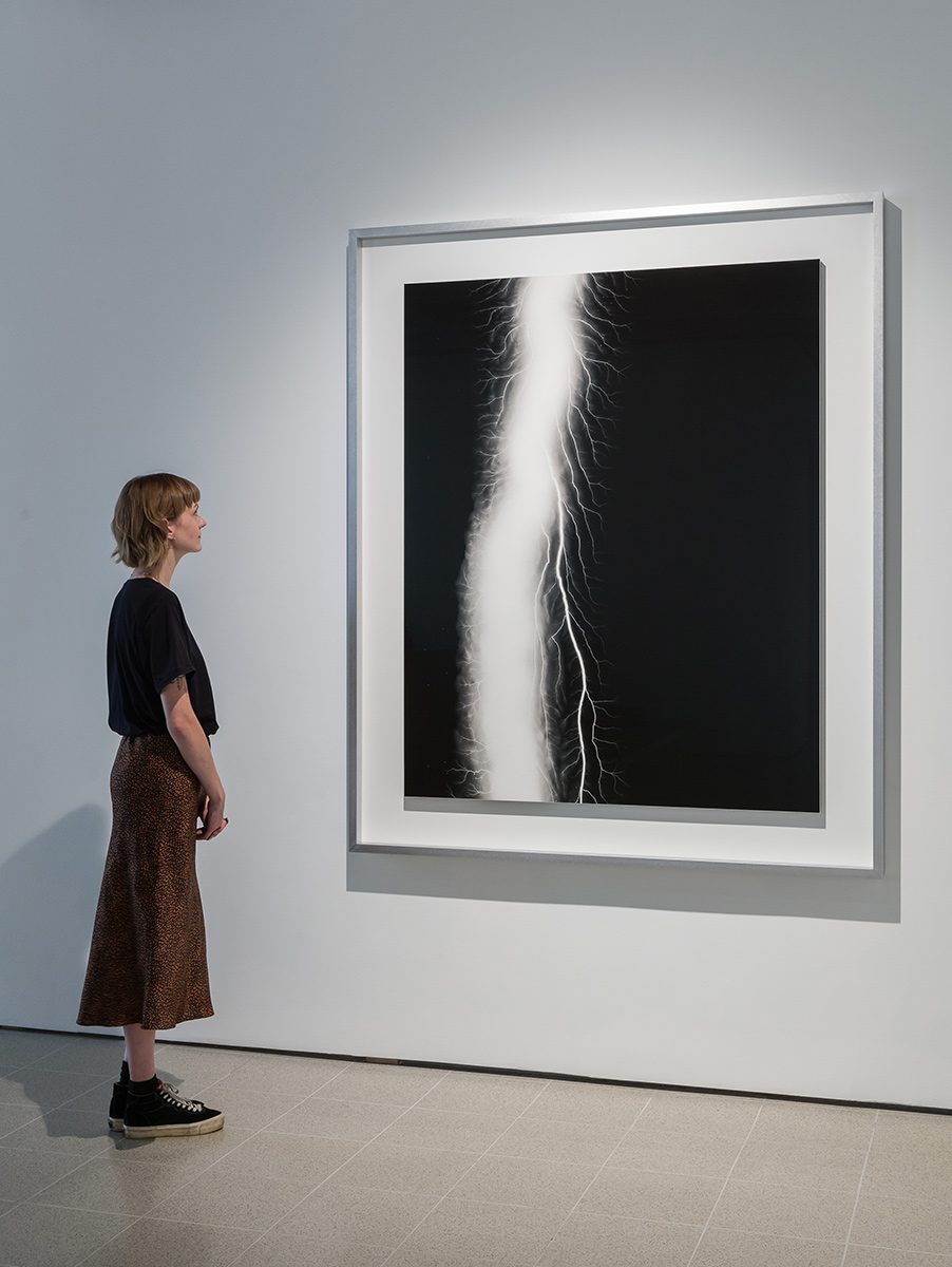 Installation view of Hiroshi Sugimoto, Lightning Fields 163, 2009. Gelatin silver print.