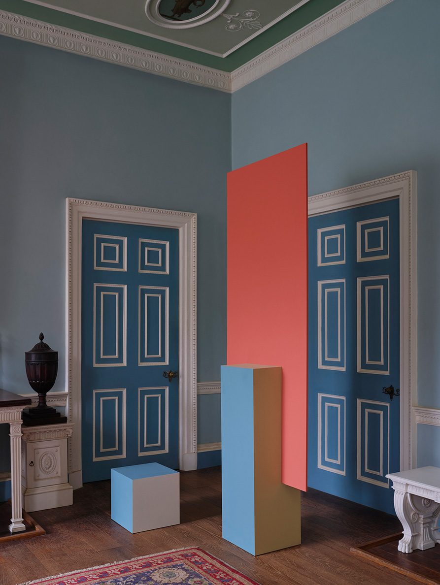 Kenwood House showing colours from The Colour Collection, Graphenstone / English Heritage, from left: Entrance Hall Blue, Kenworth Cream, Bath Stone, and Parlour Pink.