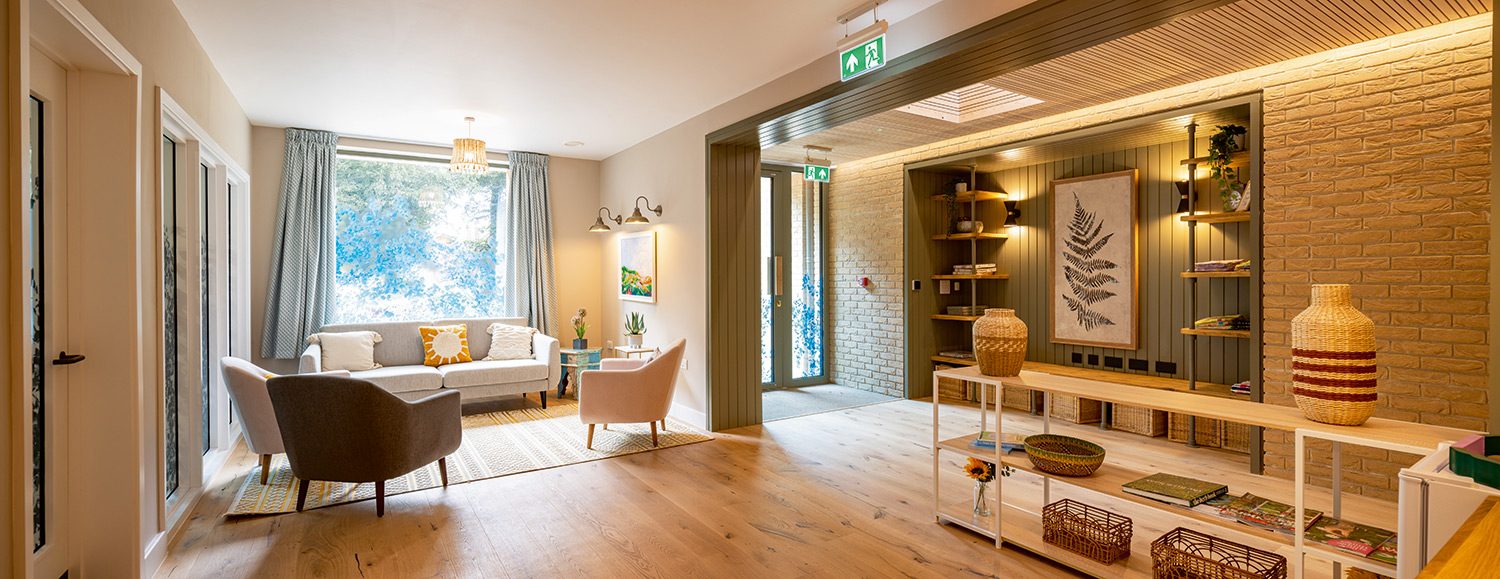 The lounge reception and secondary front door where women arrive for the first time.