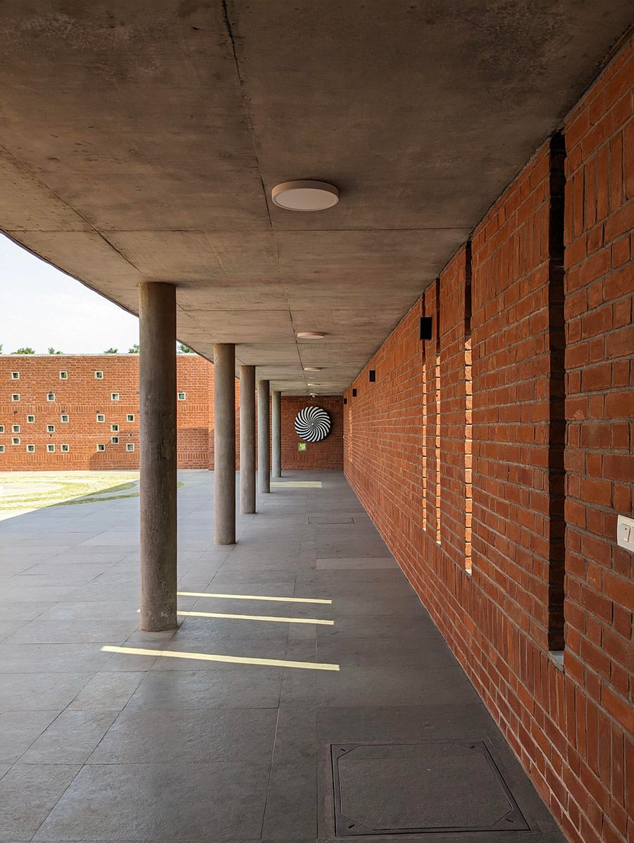 Rotating disc at the end of the corridor in the Sensorium Court.