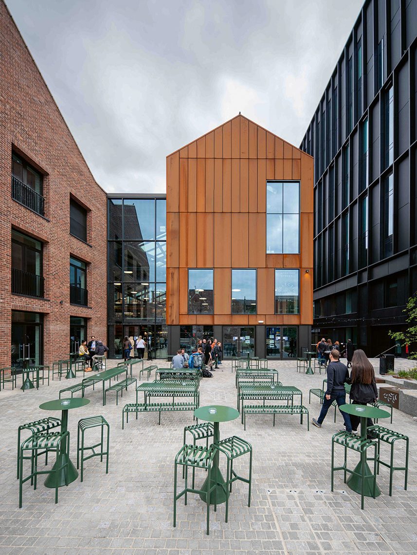 New insertions are visibly different to existing buildings, but still reflect Sheffield’s industrial heritage.