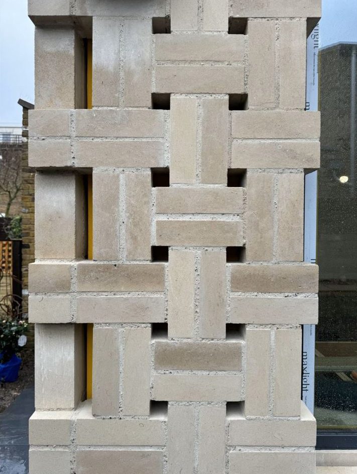 Polycor’s stone bricks are cut from waste limestone avoiding the process emissions associated with traditional clay fired bricks.